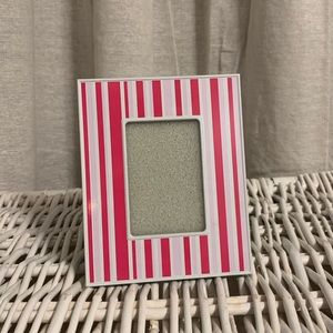 Pink & white stripe wallet size photo frame